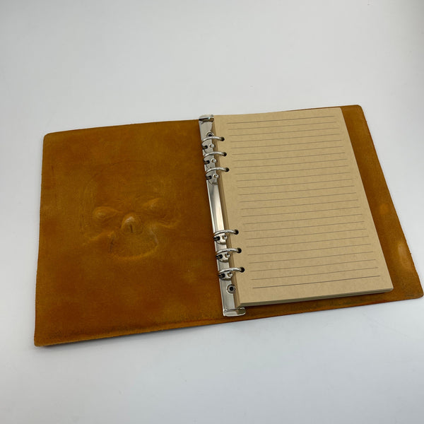 Skull Leather Journal - Refillable A5, Gothic Memento Mori