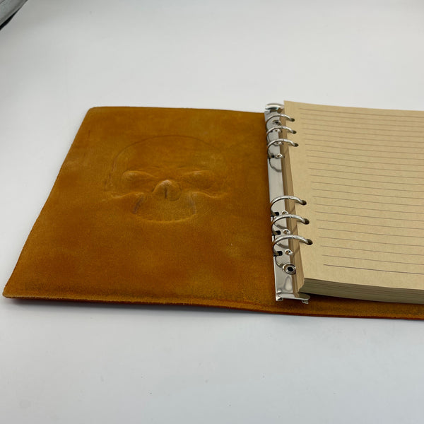 Skull Leather Journal - Refillable A5, Gothic Memento Mori