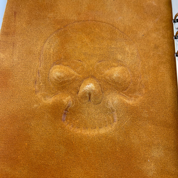 Skull Leather Journal - Refillable A5, Gothic Memento Mori