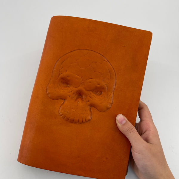 Mortality & Memory-Handcrafted Leather Skull Journal to Inscribe Your Unforgettable Story