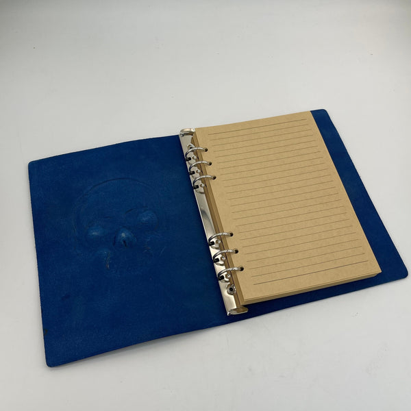 Memento Mori Journal - Indigo Leather Skull Embossed A5 Notebook