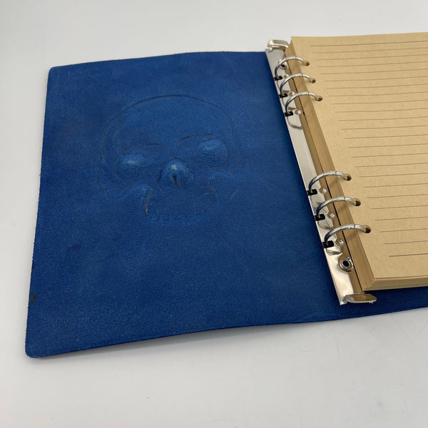 Memento Mori Journal - Indigo Leather Skull Embossed A5 Notebook