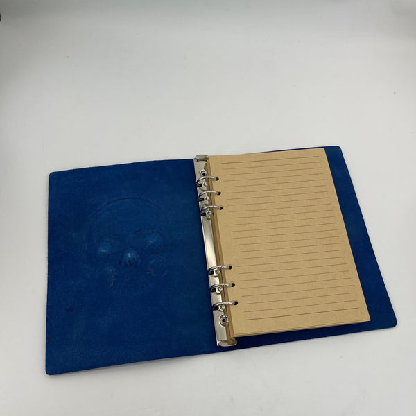 Memento Mori Journal - Indigo Leather Skull Embossed A5 Notebook