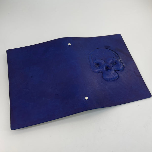 Memento Mori Journal - Indigo Leather Skull Embossed A5 Notebook
