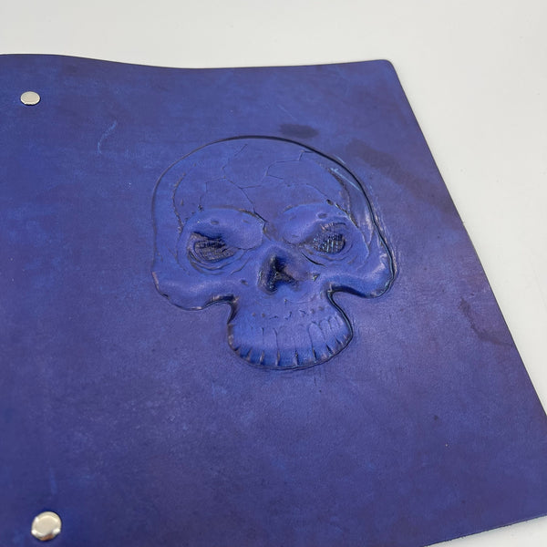 Memento Mori Journal - Indigo Leather Skull Embossed A5 Notebook