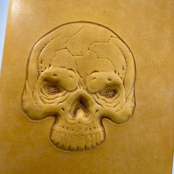 Skull Leather Journal - Refillable A5, Gothic Memento Mori