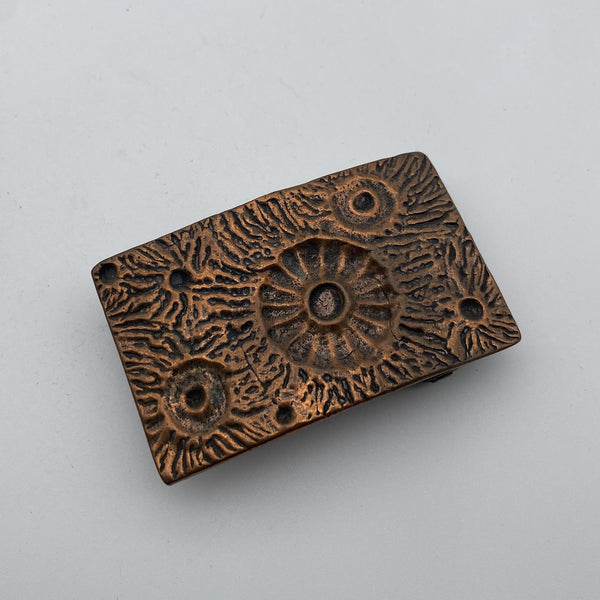 Copper Casted Leather Belt Buckle,Moon Design Rectangular Buckle