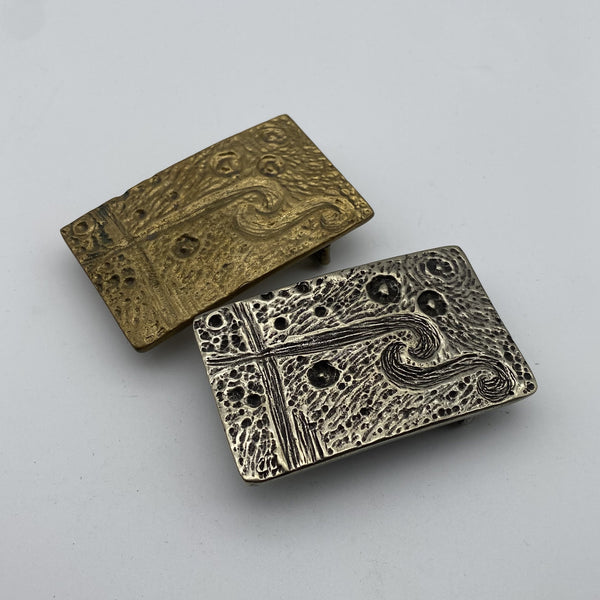 Hand-Hammered Textured Belt Buckle Leather Belt Fastener