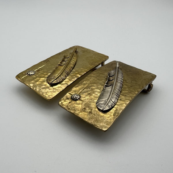 Brass Plain Buckle Welded Feather Leather Belt Buckle,Customized Name&amp;Mark Buckle Free Style