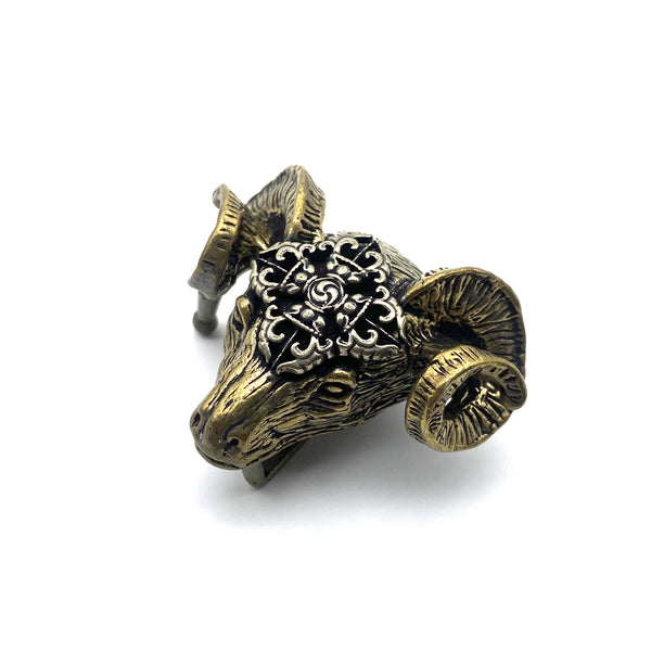 Handcast Copper Goat Head Belt Buckle - Steampunk Gothic Accessory for Bikers & Men, Antique Western Hardware,Unique Belt Buckles