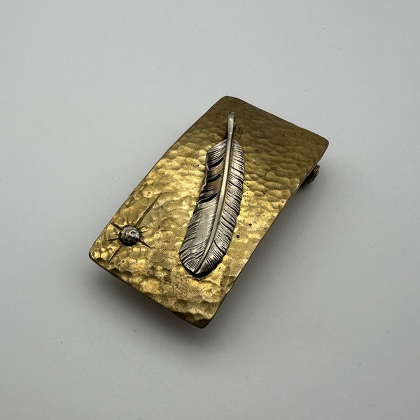 Brass Plain Buckle Welded Feather Leather Belt Buckle,Customized Name&Mark Buckle Free Style