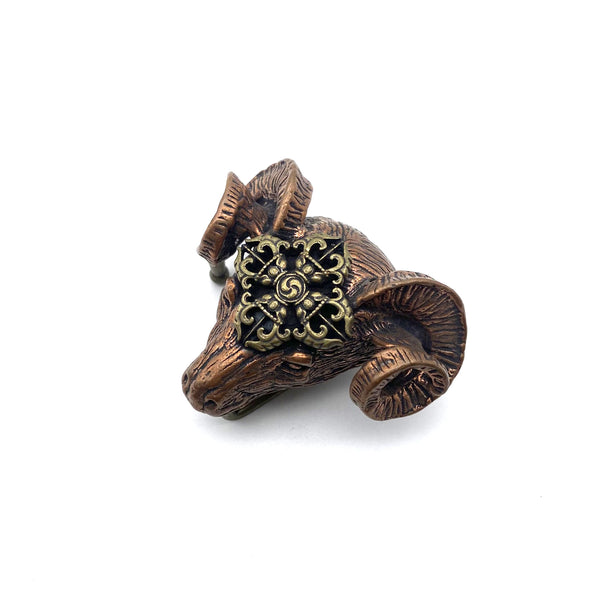 Handcast Copper Goat Head Belt Buckle - Steampunk Gothic Accessory for Bikers & Men, Antique Western Hardware,Unique Belt Buckles