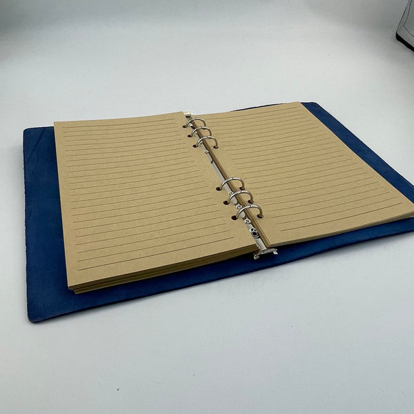 Skull & Cross Embossed Blue Leather Journal - Refillable A5 Notebook