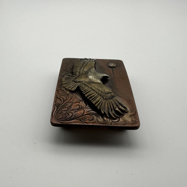 Hand Flower Carved Eagle Copper Buckle Customized Mark&amp;Name Engrave Service