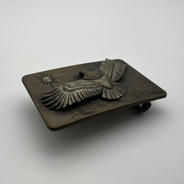 Hand Flower Carved &nbsp;Eagle Bronze Buckle Personalized Mark&amp;Name Engrave Service