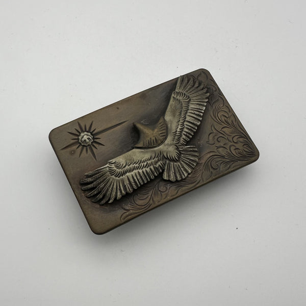 Hand Flower Carved &nbsp;Eagle Bronze Buckle Personalized Mark&amp;Name Engrave Service