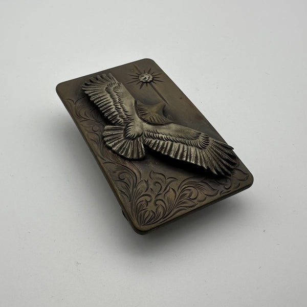 Hand Flower Carved &nbsp;Eagle Bronze Buckle Personalized Mark&amp;Name Engrave Service