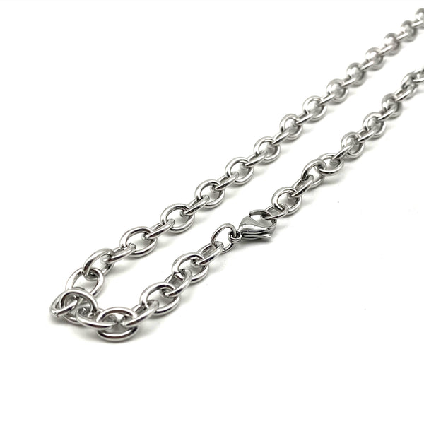Cross Cable Link Chain Anti-Allergy Silver O Ring Classic Necklace 45/55cm
