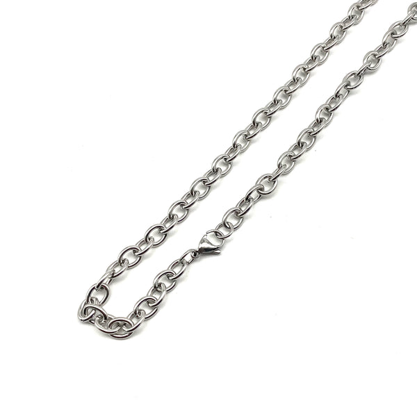 Cross Cable Link Chain Anti-Allergy Silver O Ring Classic Necklace 45/55cm