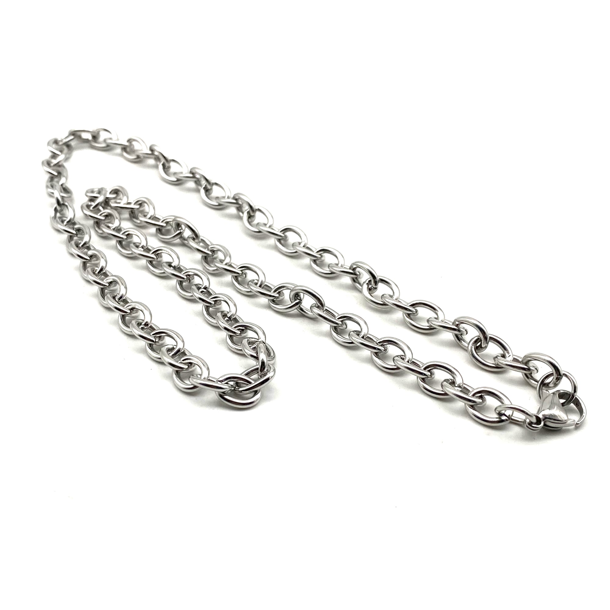 Cross Cable Link Chain Anti-Allergy Silver O Ring Classic Necklace 45/55cm