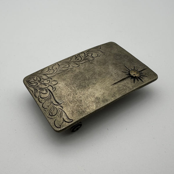 Nickel Silver Belt Buckle Flower&amp;Grass Hand Carved Buckle