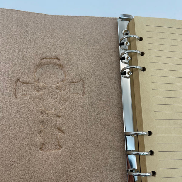 Gothic Skull Leather Journal,Embossed Beige Cowhide A5 Refillable notebook