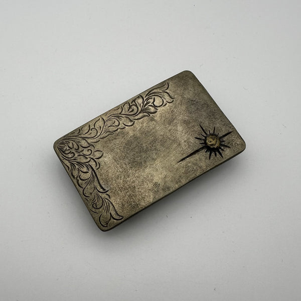 Nickel Silver Belt Buckle Flower&amp;Grass Hand Carved Buckle