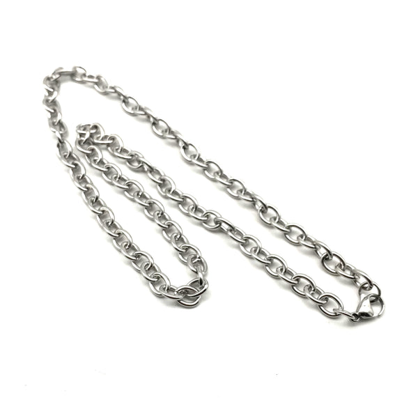 Cross Cable Link Chain Anti-Allergy Silver O Ring Classic Necklace 45/55cm