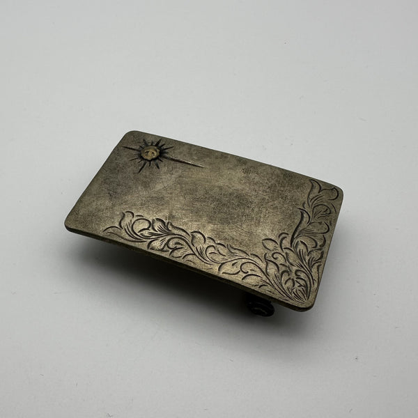 Nickel Silver Belt Buckle Flower&amp;Grass Hand Carved Buckle