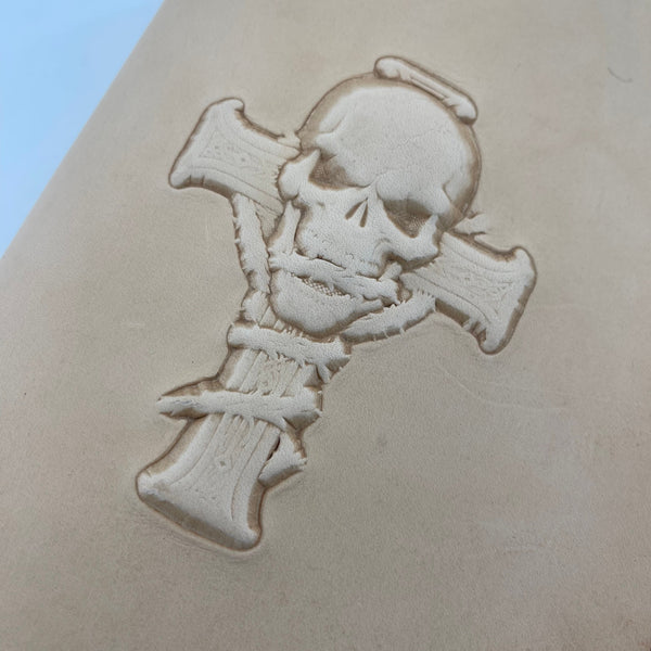 Gothic Skull Leather Journal,Embossed Beige Cowhide A5 Refillable notebook