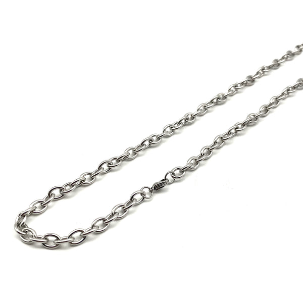 Men Women Classic Stainless Necklace Anti-Allergy Cross Cable Link Chains Silver O Ring Necklace 45cm