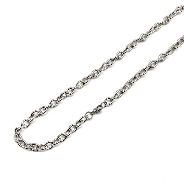 Men Women Classic Stainless Necklace Anti-Allergy Cross Cable Link Chains Silver O Ring Necklace 45cm