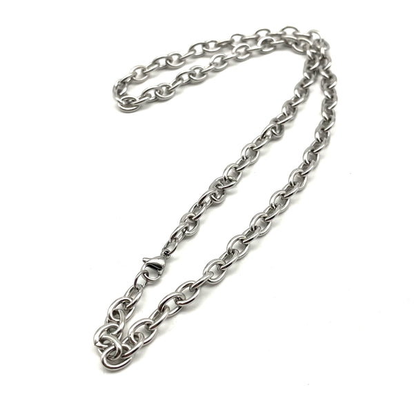 Men Women Classic Stainless Necklace Anti-Allergy Cross Cable Link Chains Silver O Ring Necklace 45cm