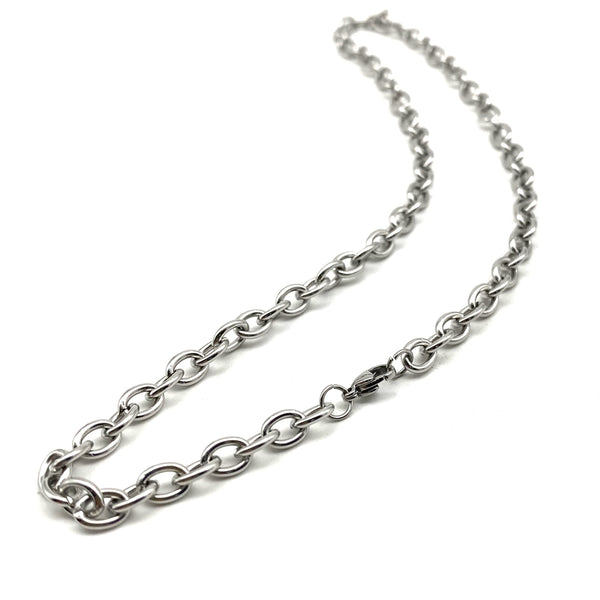 Men Women Classic Stainless Necklace Anti-Allergy Cross Cable Link Chains Silver O Ring Necklace 45cm