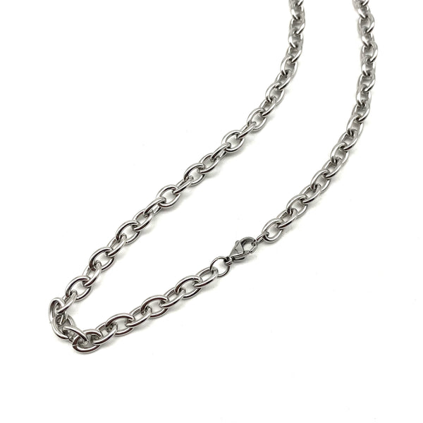 Men Women Classic Stainless Necklace Anti-Allergy Cross Cable Link Chains Silver O Ring Necklace 45cm