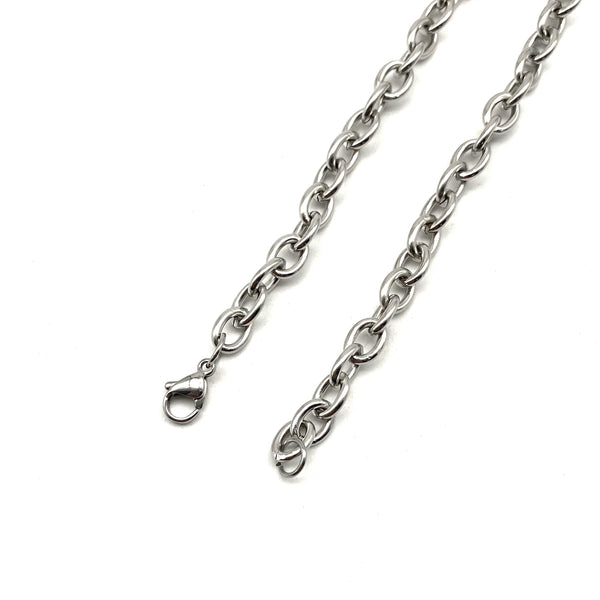 Men Women Classic Stainless Necklace Anti-Allergy Cross Cable Link Chains Silver O Ring Necklace 45cm