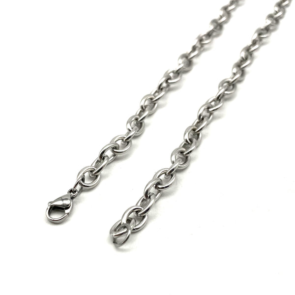 Men Women Classic Stainless Necklace Anti-Allergy Cross Cable Link Chains Silver O Ring Necklace 45cm