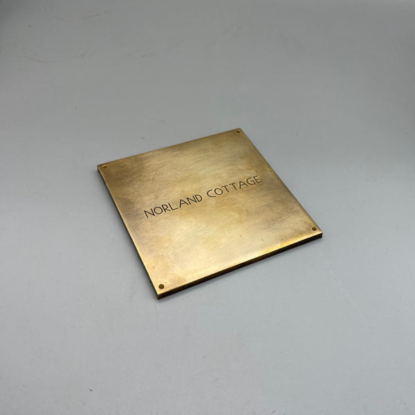 Custom Hand Hammered Brass Nameplate, Smooth Cafe Bar Sign