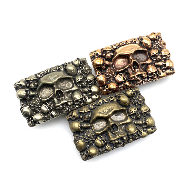 Mens Skull Belt Buckle Solid Copper Leather Strap Fastener 1 1/2''