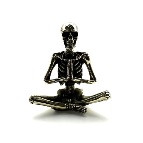 Brass Yoga Skull Statues Decorative Copper Figurine Desk Artistic Ornament Sculpture,Exclusive Gifts For Friends