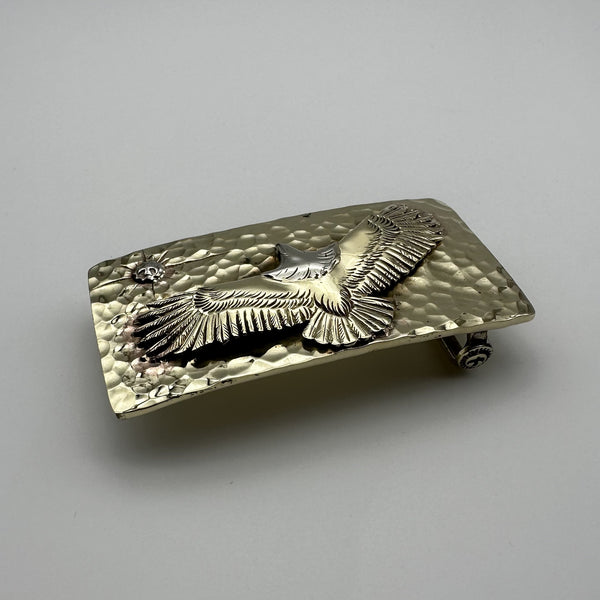 Copper Hammered Plain Buckle with Large Eagle Japan Style Mens Fashion Belt Buckle