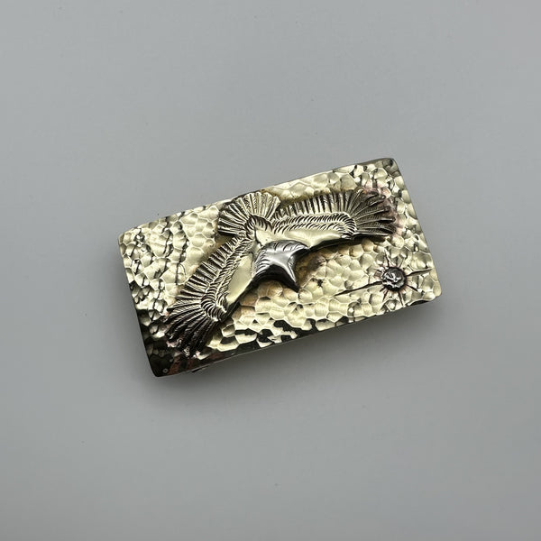Copper Hammered Plain Buckle with Large Eagle Japan Style Mens Fashion Belt Buckle