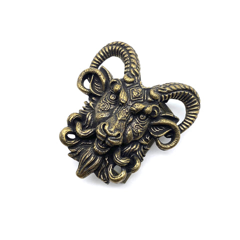 Antique Brass Goat Head Leather Belt Buckle 36.7mm