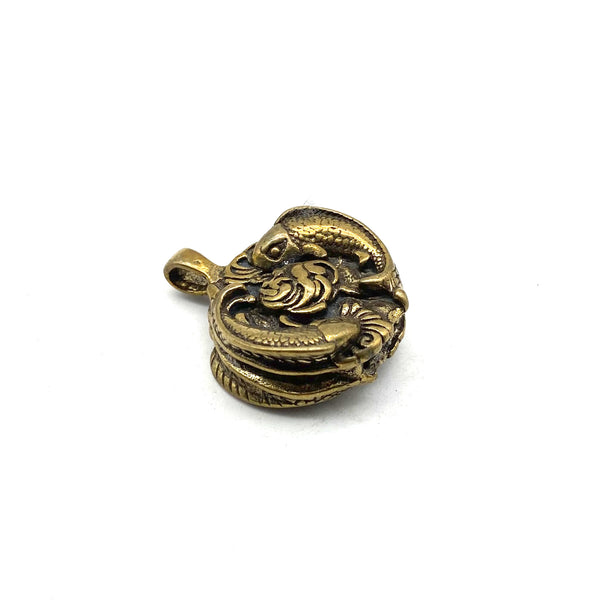 Brass Key Cover Cap Car Keys Fob Top Head,Pisces playing with pearls Design