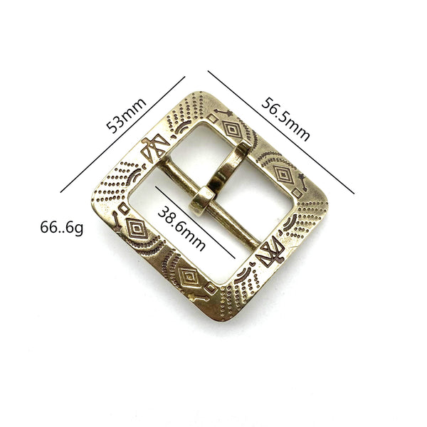 Brass Indian Symbol Center Pin Buckle 1 1/2'' Leather Belt Buckle