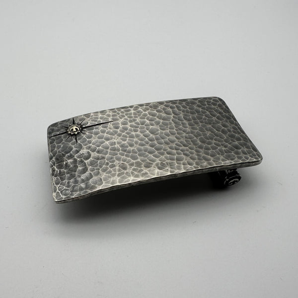 Old Silver Plain Buckle Hammered Finish Leather Belt Buckle