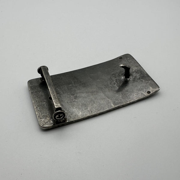 Old Silver Plain Buckle Hammered Finish Leather Belt Buckle