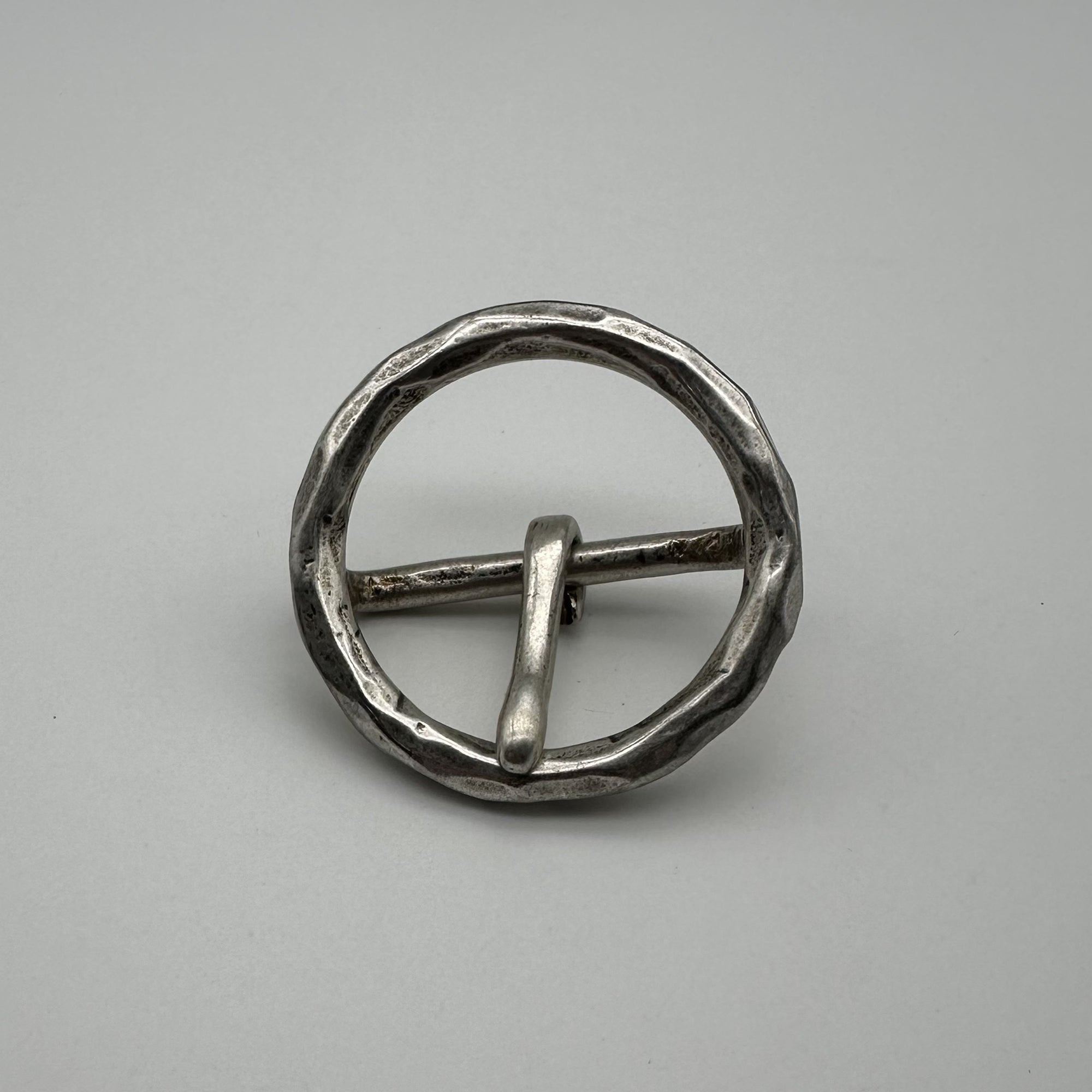 Diamond Cutting Vintage Sterling Silver Buckle Round Circle Buckle 925 Silver Handmade