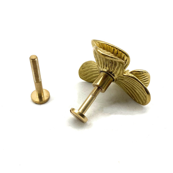 Brass Flower Drawer Pull Knobs Wood Cabinet Knob Handle