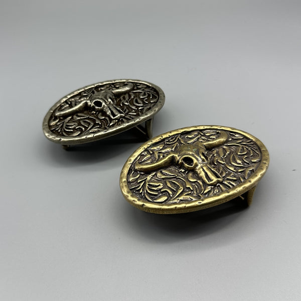 Solid Copper Bull Design Oval Buckle 35mm,Brass/Silver/Red Copper Leather Belt Buckle